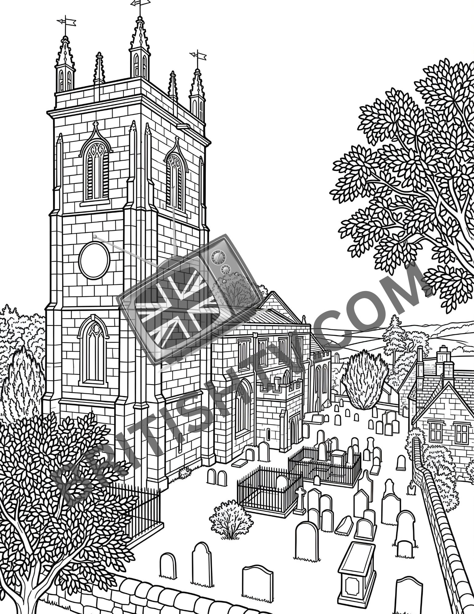 Cassocks & Cobblestones: A 1950s Cotswolds Adult Coloring Book