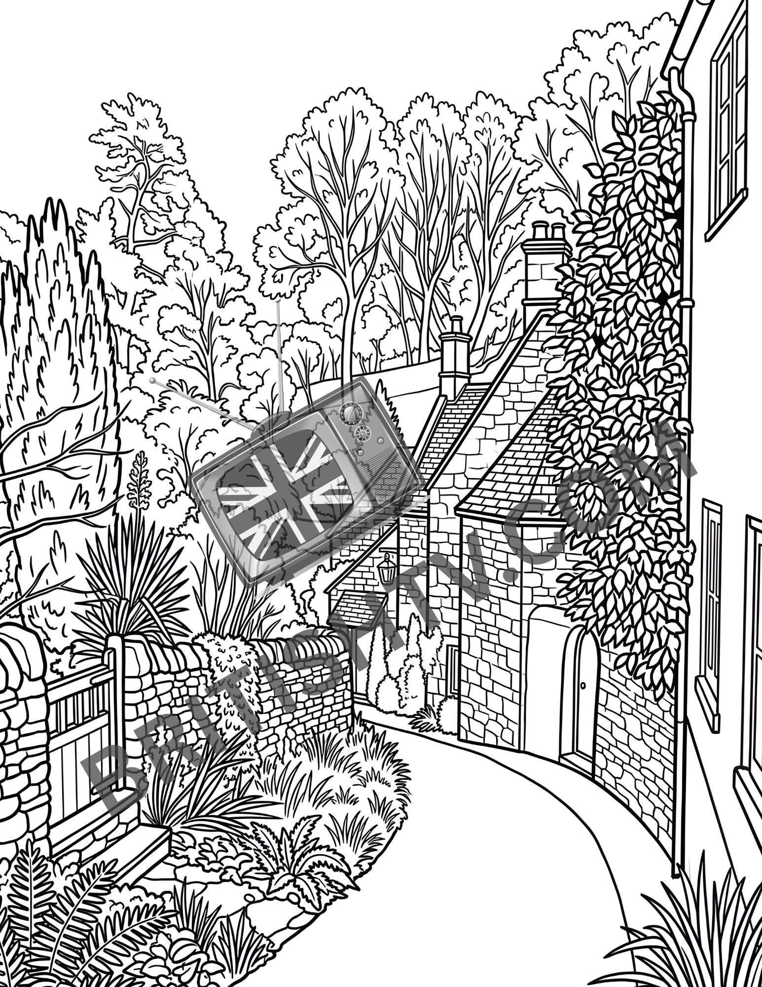 Cassocks & Cobblestones: A 1950s Cotswolds Adult Coloring Book